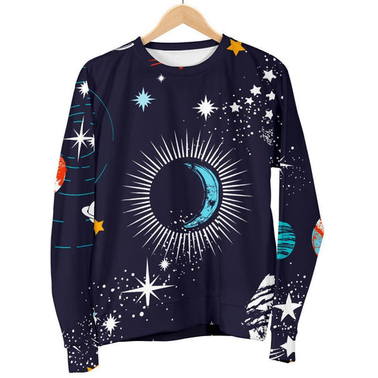 Universe Galaxy Outer Space Print Women's Crewneck Sweatshirt GearFrost