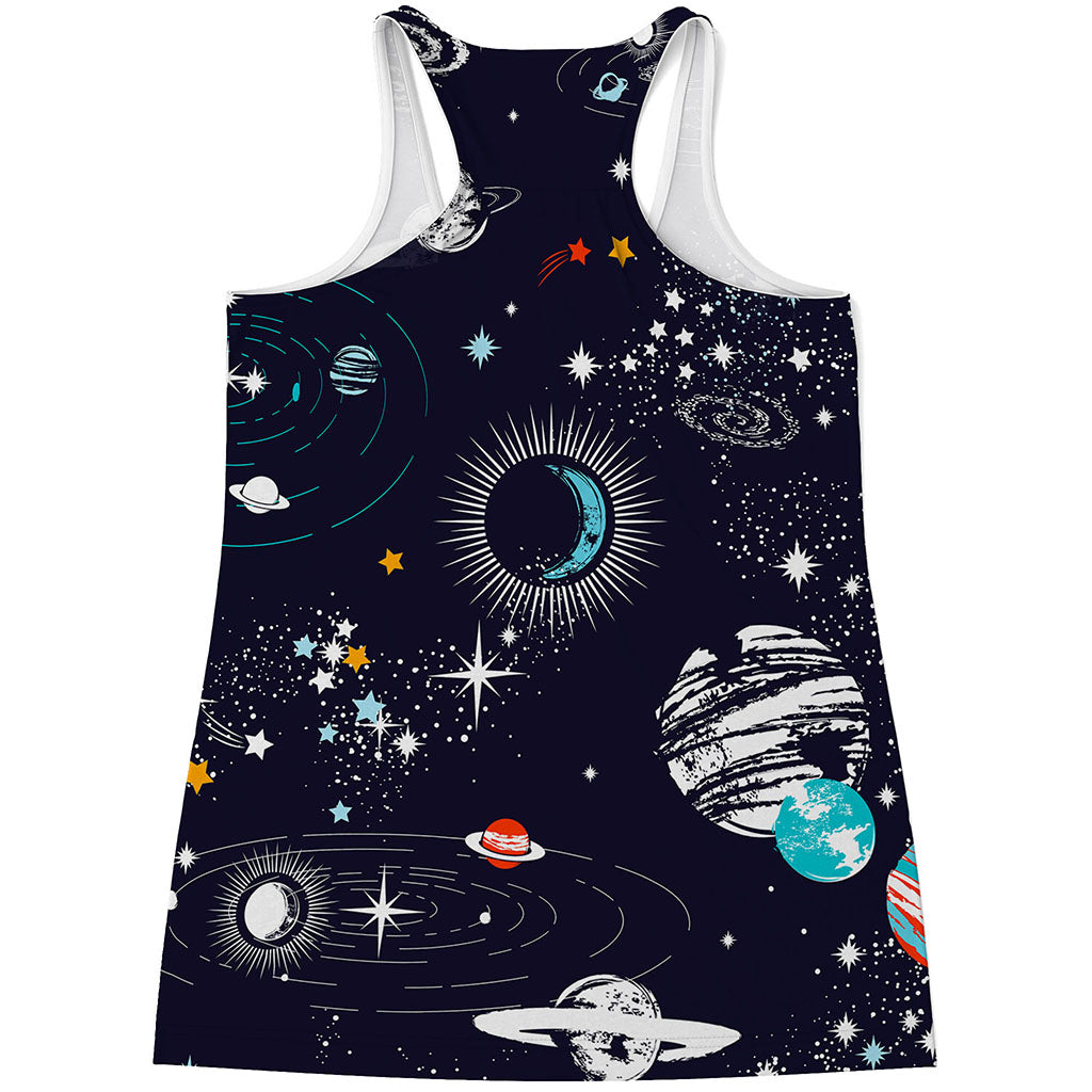 Universe Galaxy Outer Space Print Women's Racerback Tank Top
