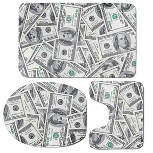 US Dollar Pattern Print 3 Piece Bath Mat Set