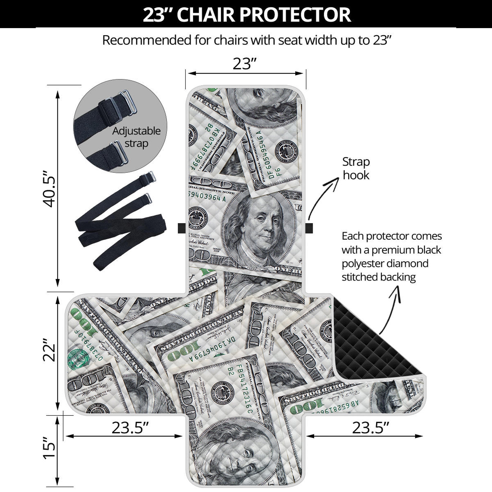 US Dollar Pattern Print Armchair Protector