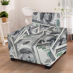 US Dollar Pattern Print Armchair Slipcover