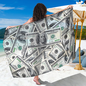 US Dollar Pattern Print Beach Sarong Wrap