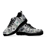 US Dollar Pattern Print Black Sneakers