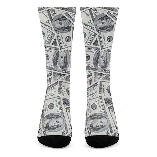 US Dollar Pattern Print Crew Socks