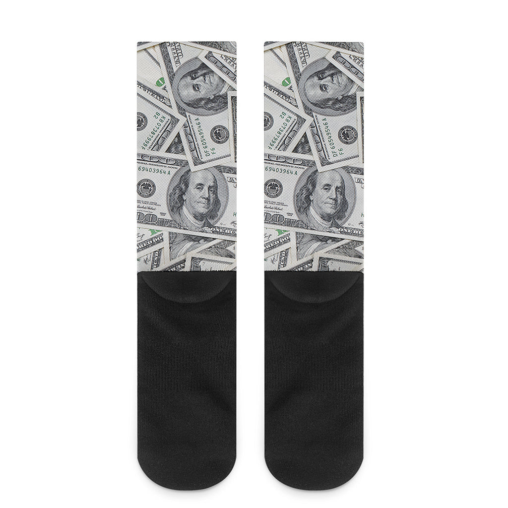 US Dollar Pattern Print Crew Socks