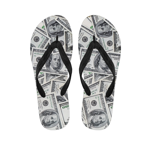 US Dollar Pattern Print Flip Flops