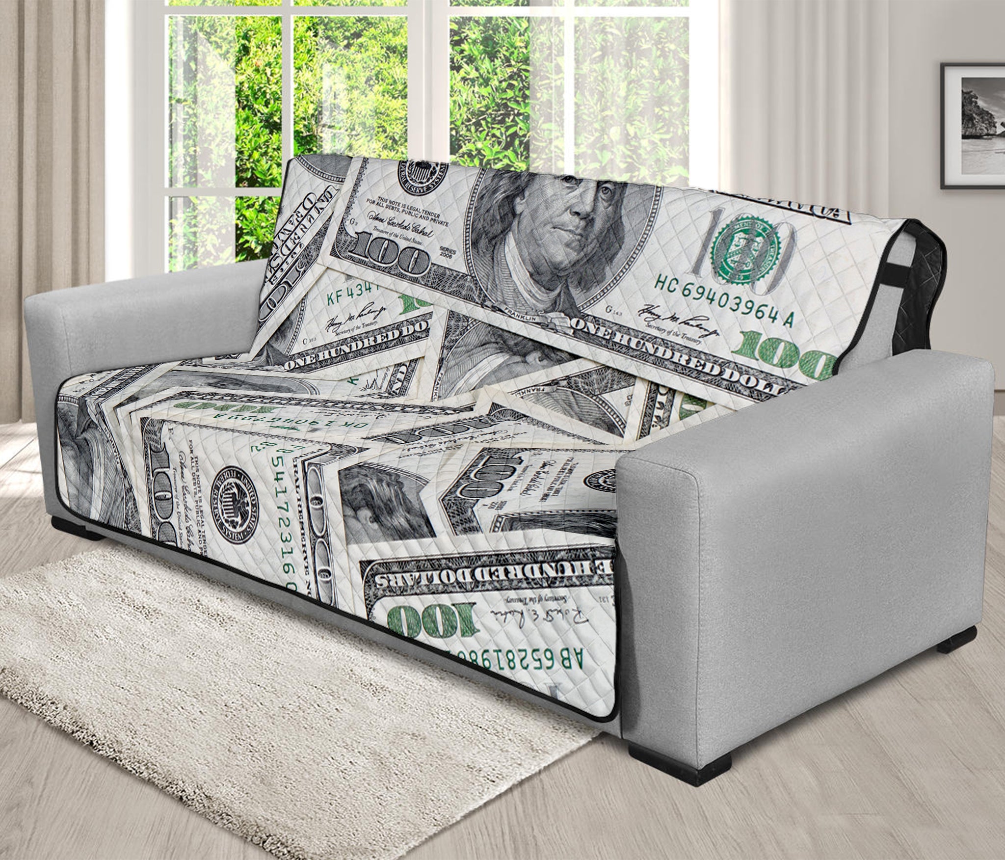 US Dollar Pattern Print Futon Protector