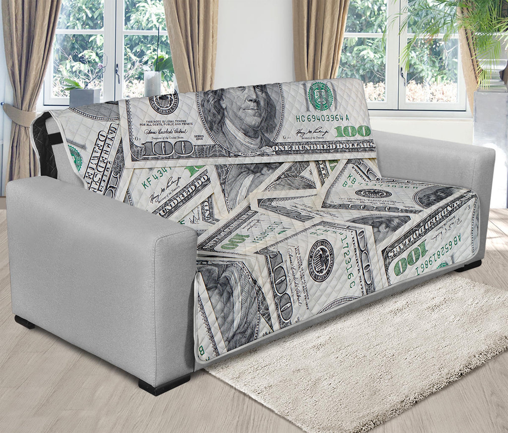 US Dollar Pattern Print Futon Protector