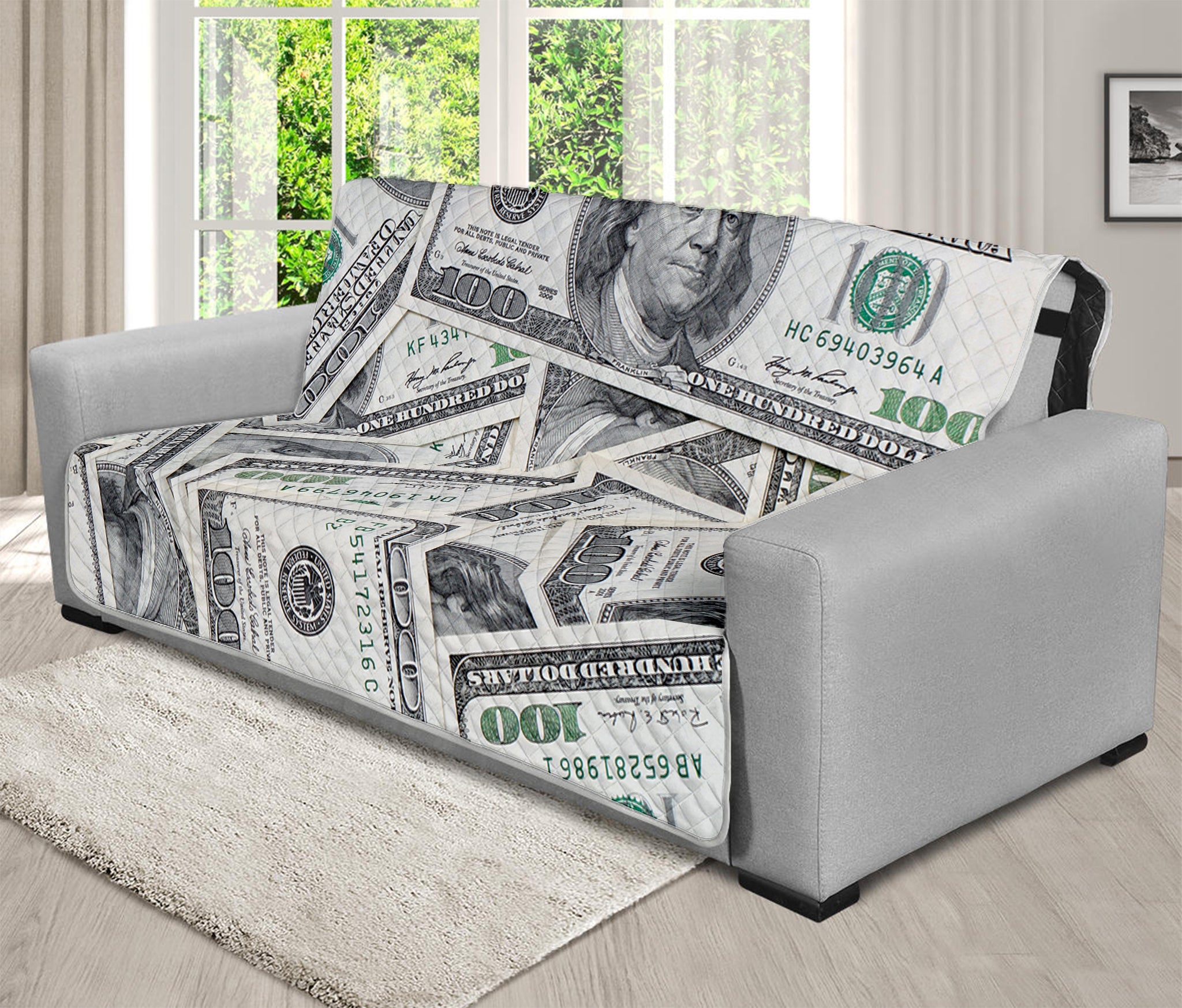 US Dollar Pattern Print Futon Protector