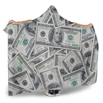 US Dollar Pattern Print Hooded Blanket