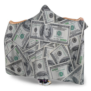 US Dollar Pattern Print Hooded Blanket