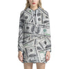 US Dollar Pattern Print Hoodie Dress