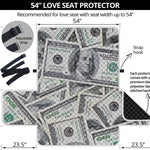 US Dollar Pattern Print Loveseat Protector