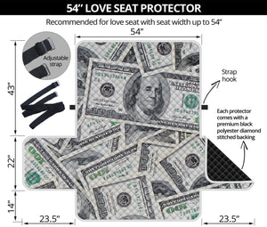 US Dollar Pattern Print Loveseat Protector