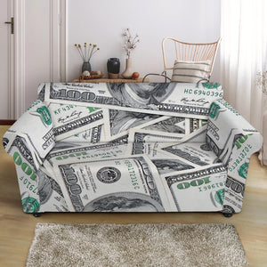 US Dollar Pattern Print Loveseat Slipcover