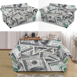 US Dollar Pattern Print Loveseat Slipcover