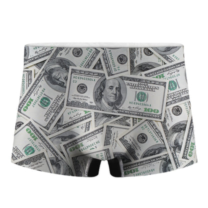 US Dollar Pattern Print Men's Boxer Briefs