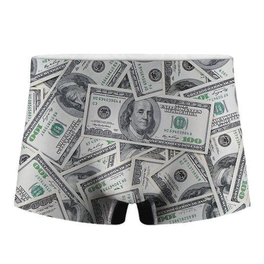 US Dollar Pattern Print Men's Boxer Briefs