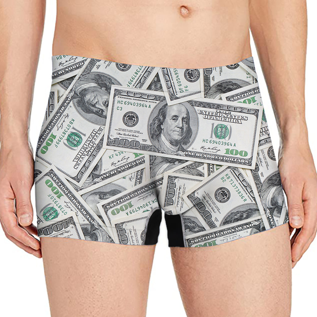 US Dollar Pattern Print Men's Boxer Briefs
