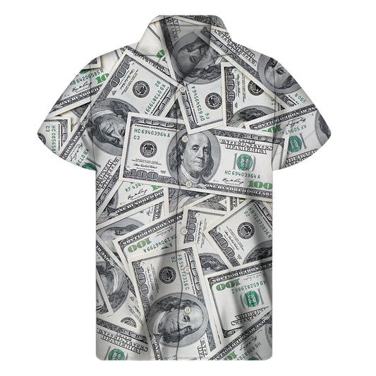 US Dollar Pattern Print Men's Short Sleeve Shirt