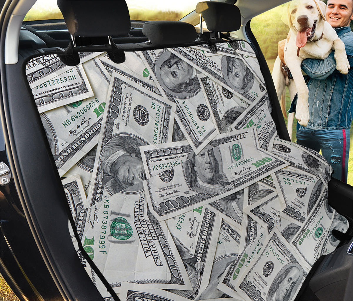 US Dollar Pattern Print Pet Car Back Seat Cover