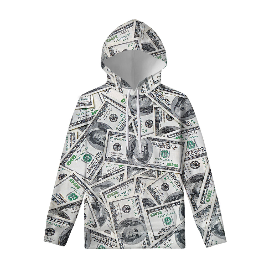 US Dollar Pattern Print Pullover Hoodie