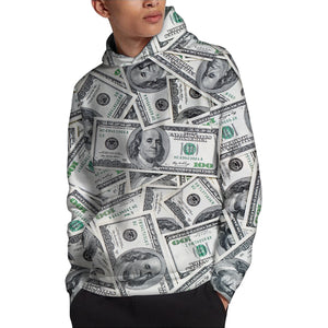 US Dollar Pattern Print Pullover Hoodie