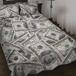 US Dollar Pattern Print Quilt Bed Set