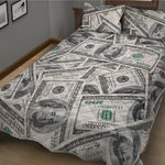 US Dollar Pattern Print Quilt Bed Set