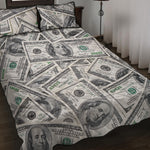 US Dollar Pattern Print Quilt Bed Set