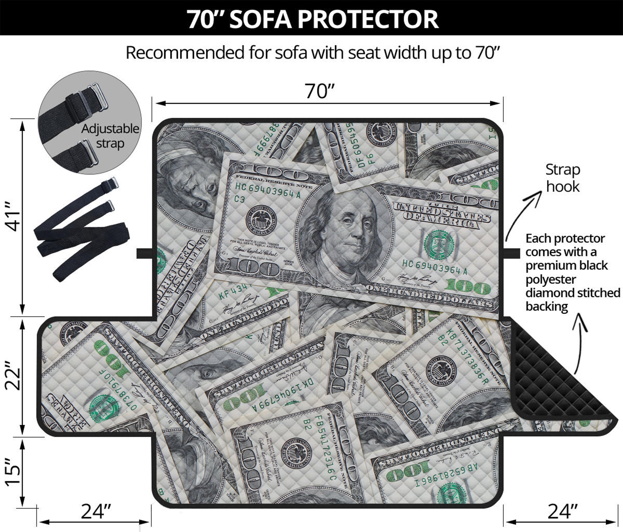 US Dollar Pattern Print Sofa Protector