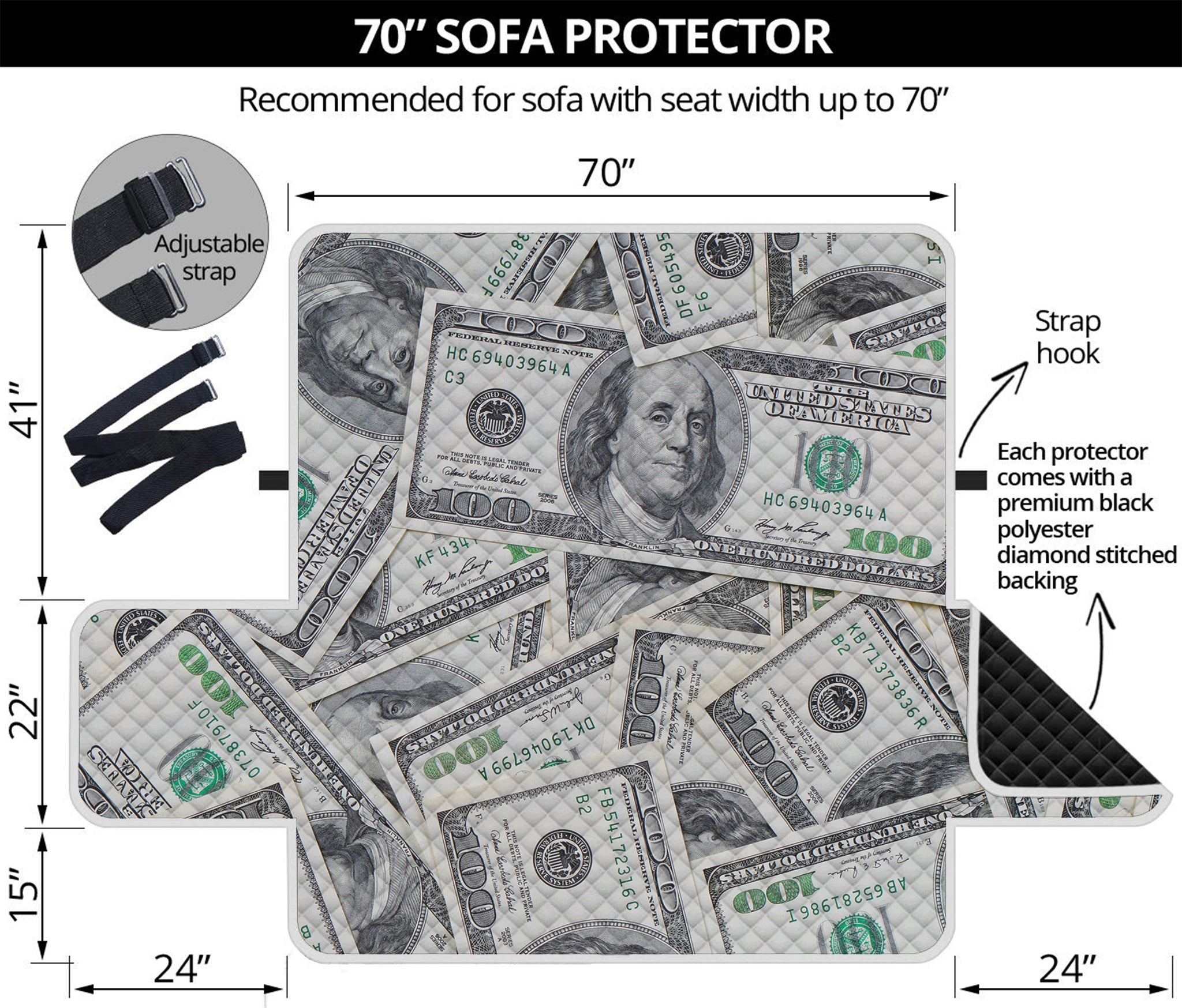 US Dollar Pattern Print Sofa Protector