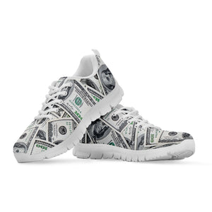 US Dollar Pattern Print White Sneakers