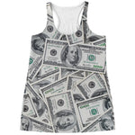 US Dollar Pattern Print Women's Racerback Tank Top