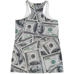 US Dollar Pattern Print Women's Racerback Tank Top