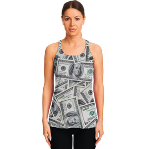 US Dollar Pattern Print Women's Racerback Tank Top