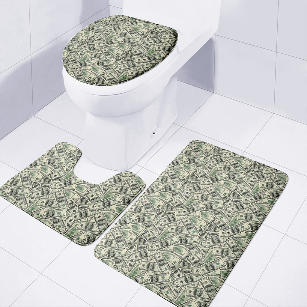 US Dollar Print 3 Piece Bath Mat Set