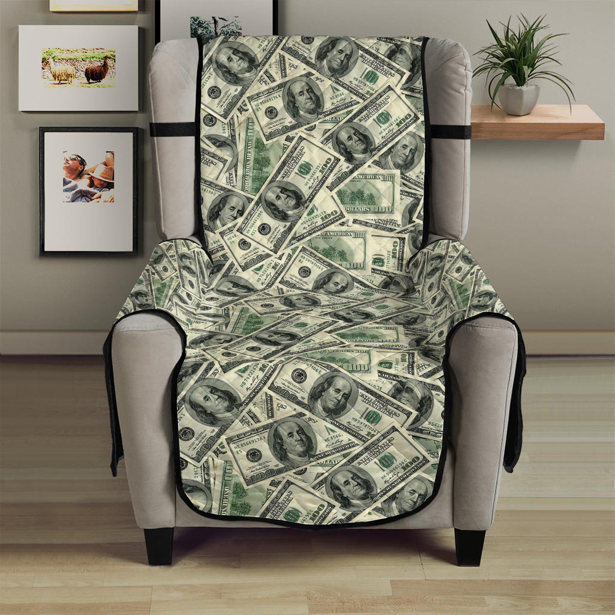 US Dollar Print Armchair Protector