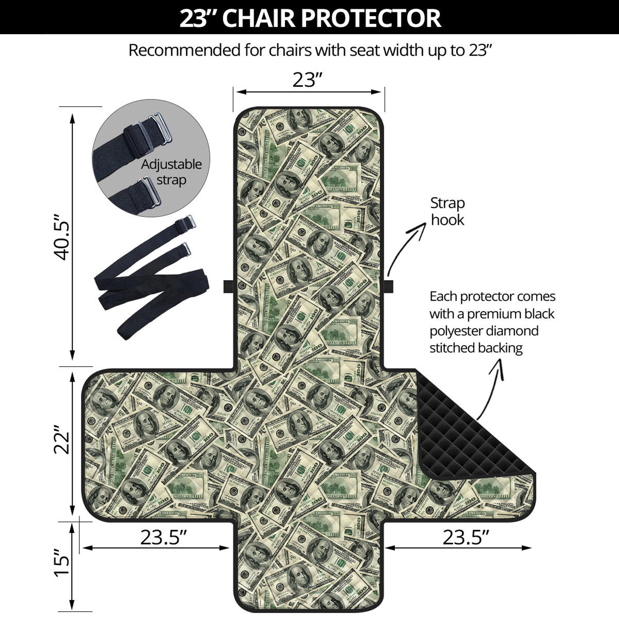 US Dollar Print Armchair Protector