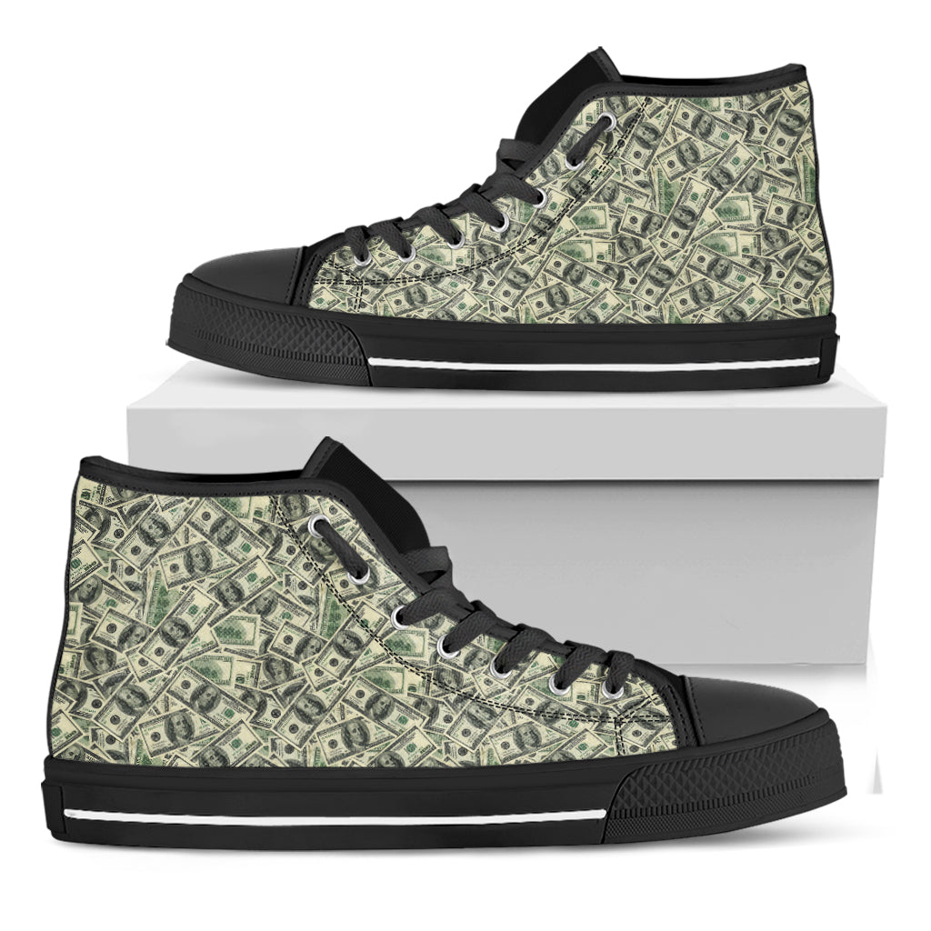 US Dollar Print Black High Top Shoes