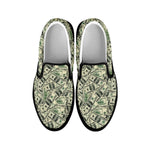 US Dollar Print Black Slip On Shoes
