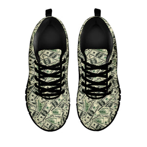 US Dollar Print Black Sneakers