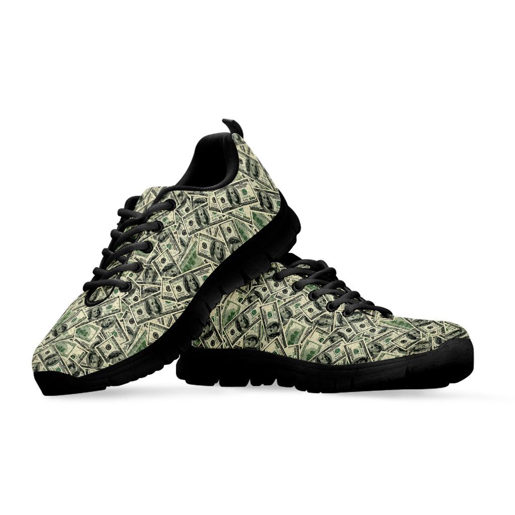 US Dollar Print Black Sneakers