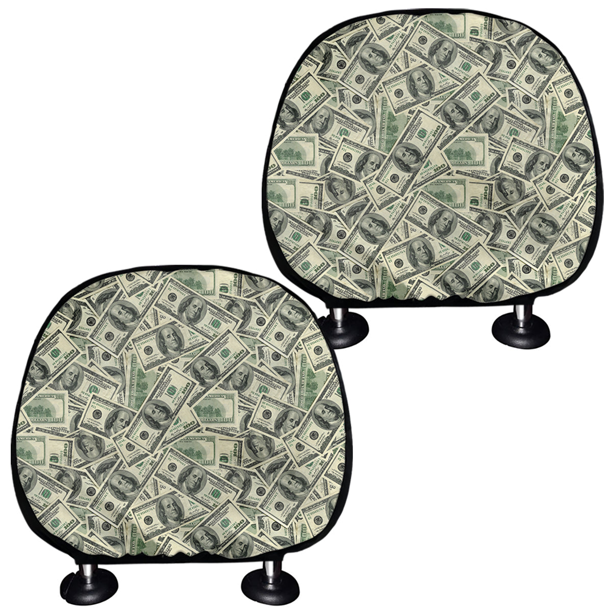 US Dollar Print Car Headrest Covers