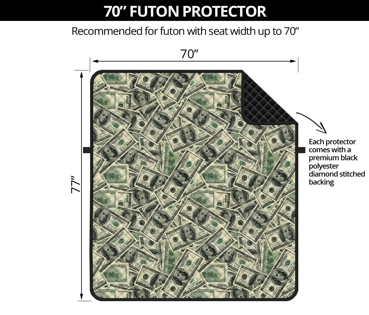 US Dollar Print Futon Protector