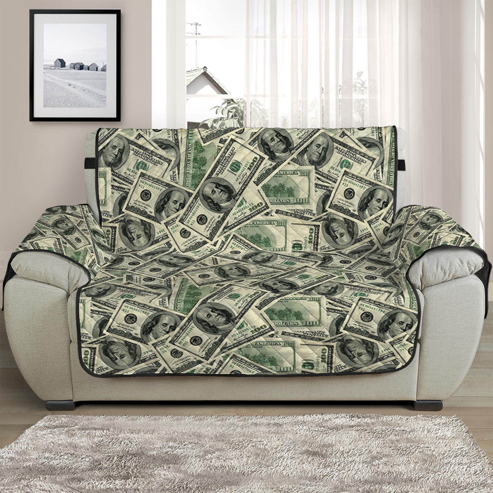 US Dollar Print Half Sofa Protector