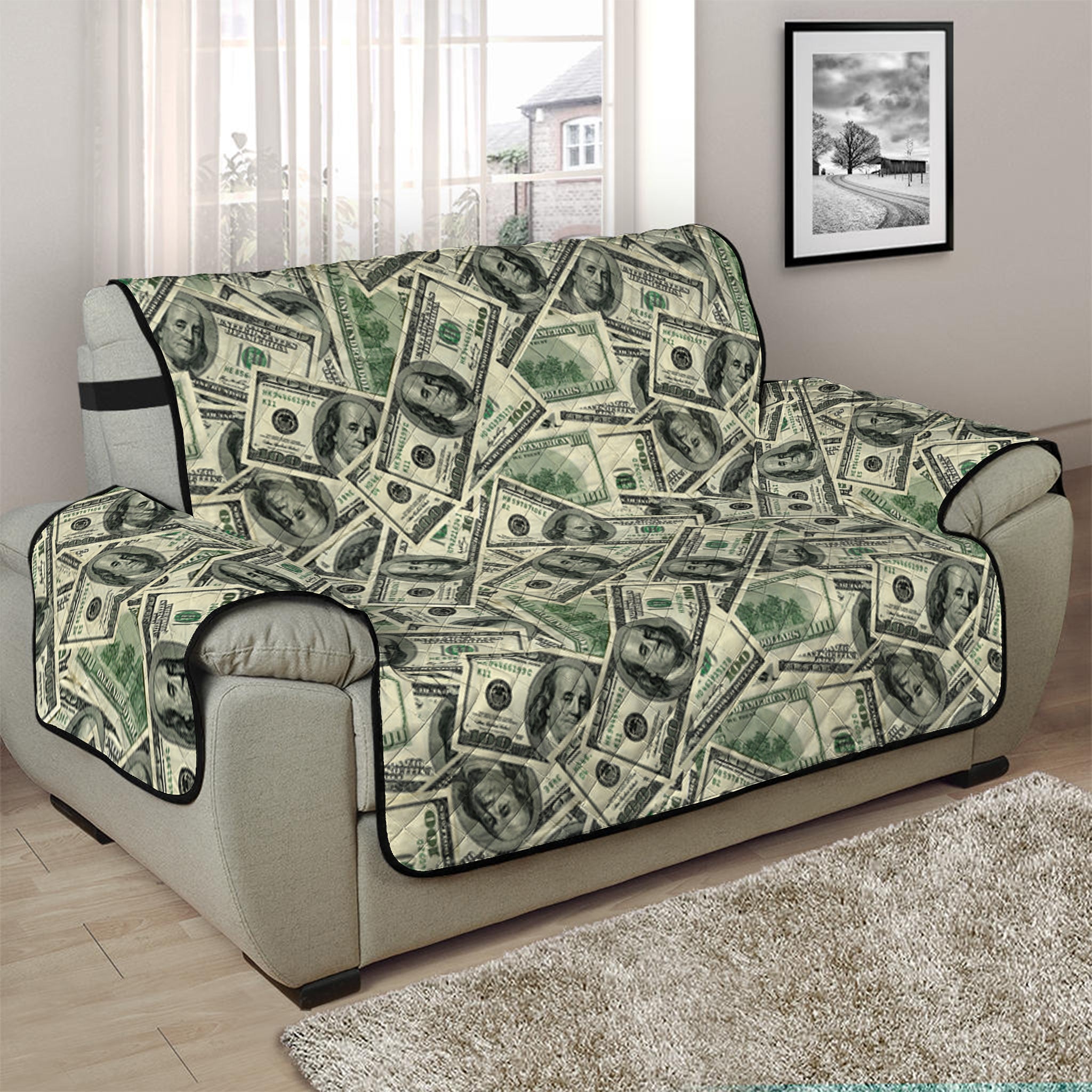 US Dollar Print Half Sofa Protector