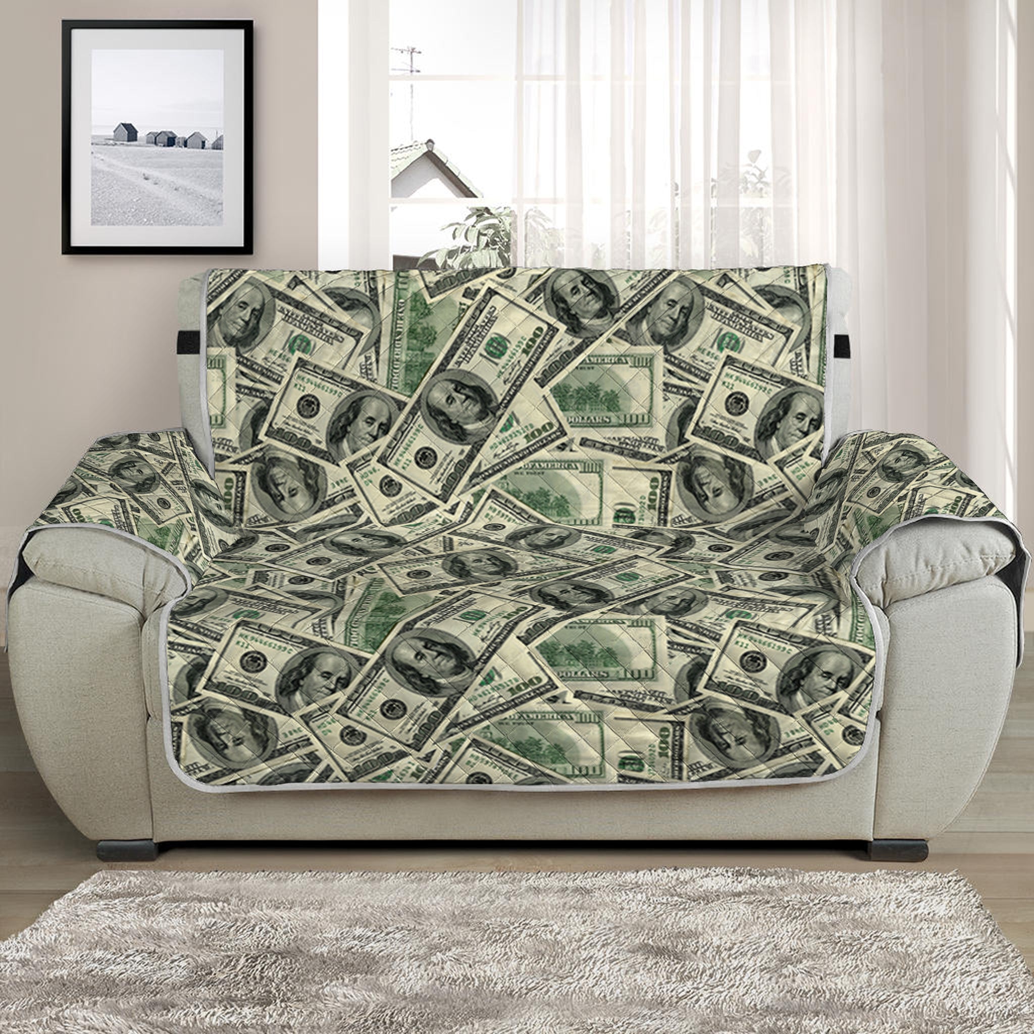 US Dollar Print Half Sofa Protector