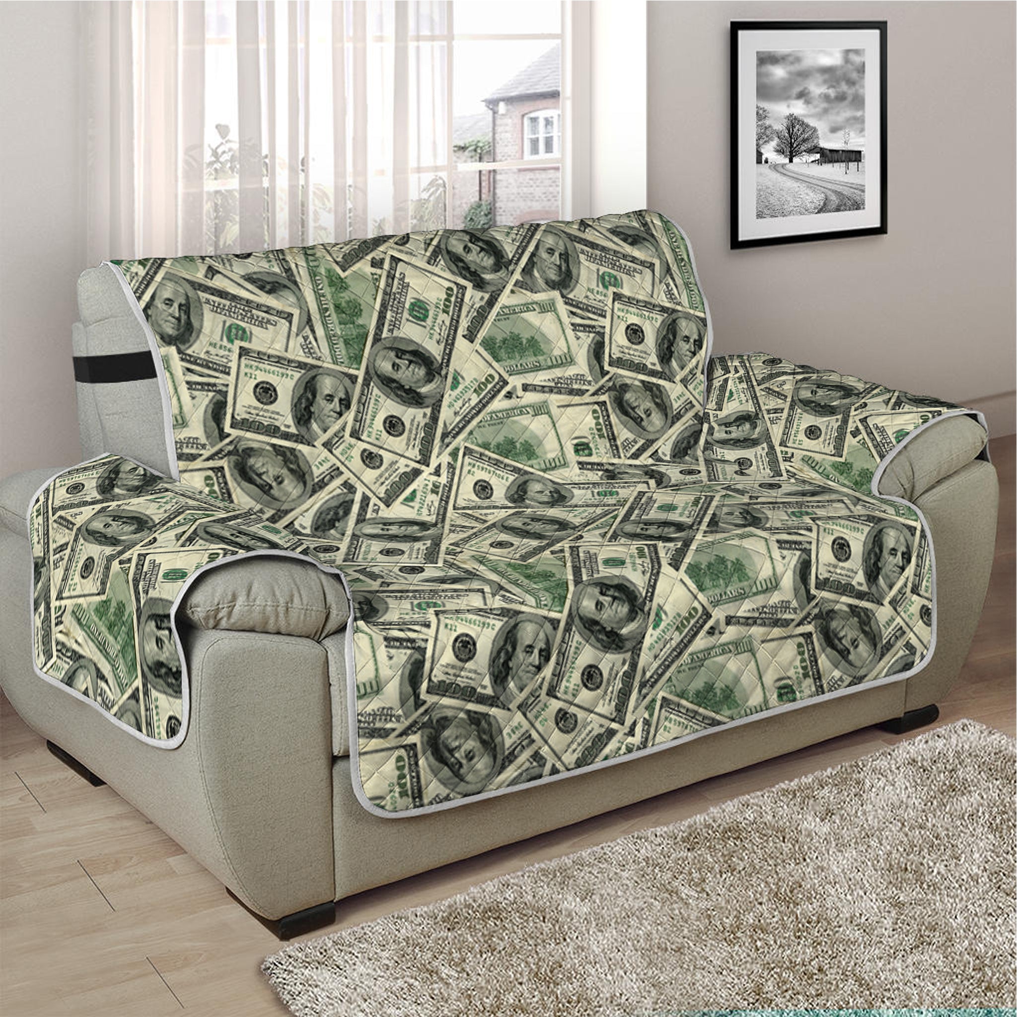 US Dollar Print Half Sofa Protector