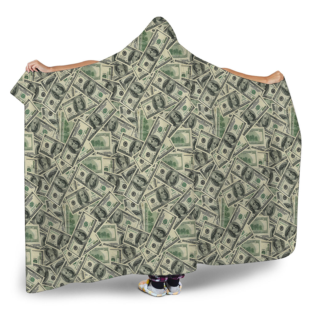 US Dollar Print Hooded Blanket